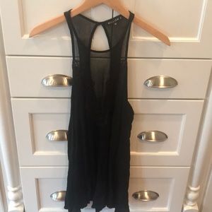 black mesh on top and solid on bottom romper